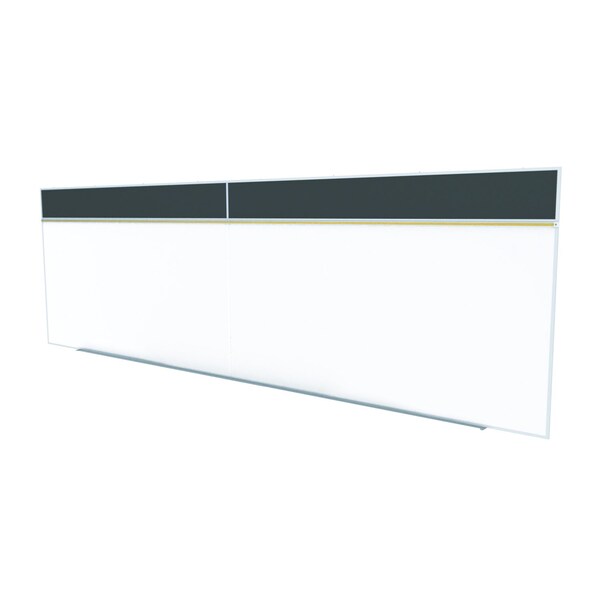 Combo Whiteboard/Bulletin, Mag Por/Rcycld, Styl A, 5 ft H x 16 ft W, Black